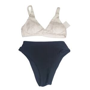Aerie and Andie Swim Black White Bikini Separates Full Set XS NWT Women's Cheeky